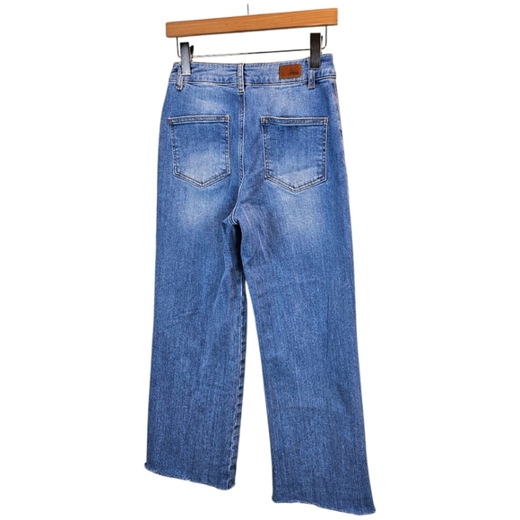 Subdued Womens Low Waist Wide Leg Jeans Sz 6 Light Wash Raw Hem Casual 90s Vibes - Picture 4 of 12